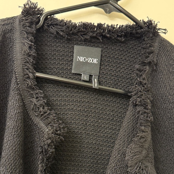 NIC+ZOE Nordstrom’s Textured Black Fringe Jacket Cardigan - Large - Picture 5 of 10